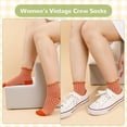 thumbnail image 4 of 6 Pairs Women's Ruffle Ankle Socks, Cute Checkered Striped Frilly Crew Socks, 4 of 7