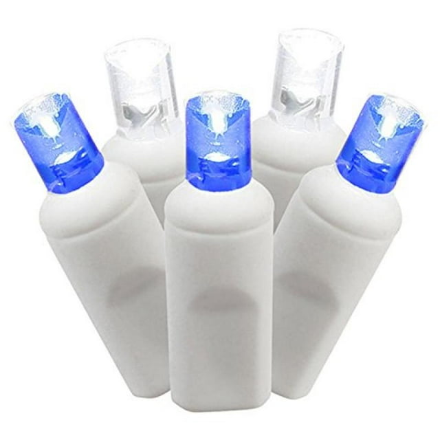 Vickerman X6W6522 Vickerman 50 Blue-White Wide Angle LED Light on White Wire 25' Christmas Light Strand