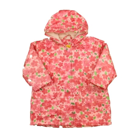

Pre-owned Pluie Pluie Girls Pink Floral Rain Coat size: 12-24 Months