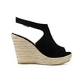 thumbnail image 3 of BLISSFUL STEP Mother's Day Women's Peep Toe Slingback Platform Wedge Heel Sandals Black 10, 3 of 7