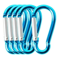 Travel Camping Hiking Aluminum Clip Hook D-Ring Keychain Carabiner 5 Pcs Teal