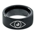 thumbnail image 2 of Tungsten Looking Seeing Eye Band Ring 9mm Men Women Comfort Fit Black Flat Cut Brushed Polished, 2 of 4