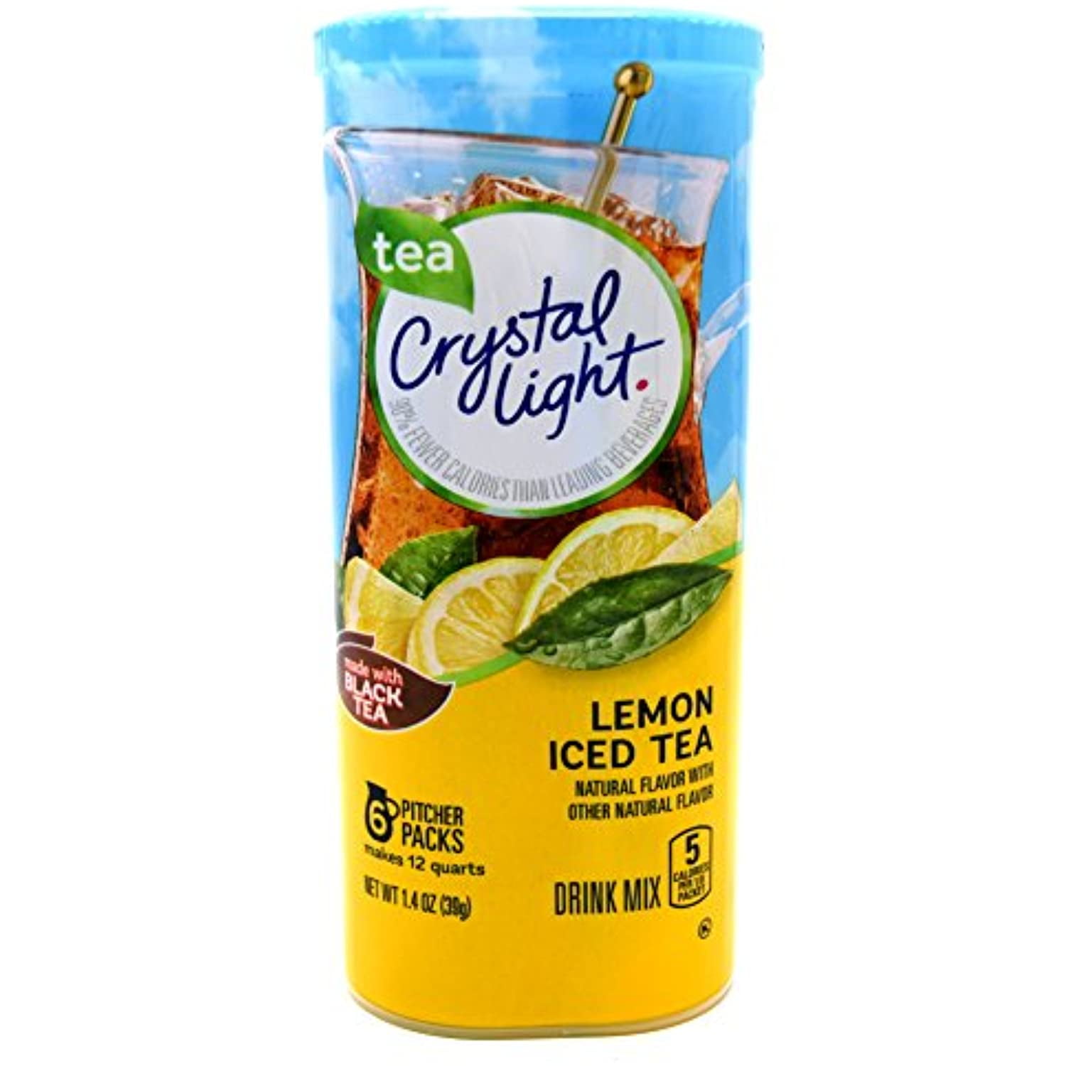 Crystal Light Iced Tea Drink Mix, Natural Lemon Flavor (12-Quart), 1.4-Ounce Packages (Pack Of 4)