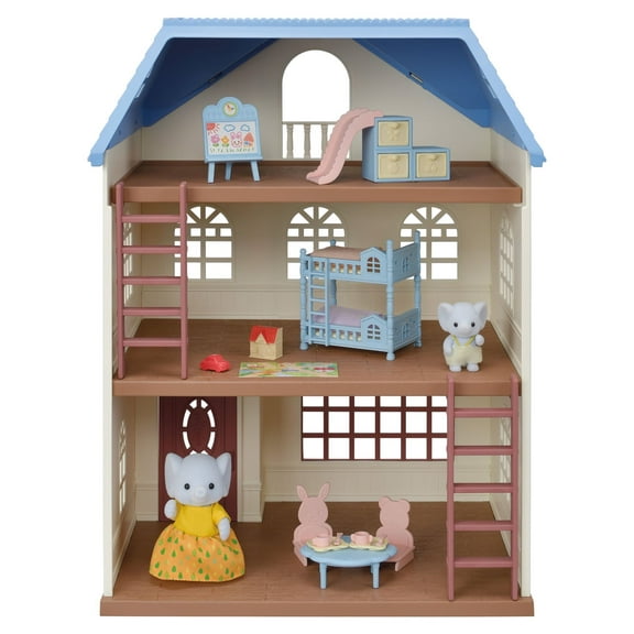 Calico Critters Sky Blue Terrace Gift Set, Dollhouse Playset with Figures, Furniture and Accessories, Assembly Required