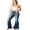 Dark Denim, variant on Risen Jeans Womens Juniors High Rise Slit Bell Bottom Denim Flares (Dark Denim, 1)