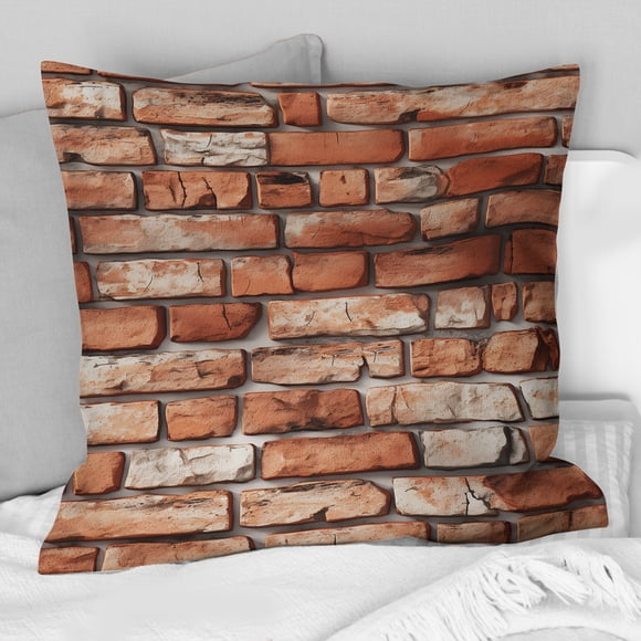 Designart "Chic Urban Brick Design III" Brick Throw Pillow - Modern Pillow For Couch - Insert And Pillows Covers For Bedroom Decor