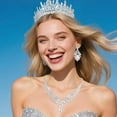 thumbnail image 2 of Tiaras Crowns for Women Earrings Necklace Crystal Bridal Jewelry Set Wedding, Birthday, Quinceañera,Thanksgiving, 2 of 12