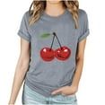 thumbnail image 4 of Women's Cherry Print T-Shirt Short Sleeve Crew Neck Tees Loose Fit Casual Summer Tops Summer Vacation Blouses, 4 of 4