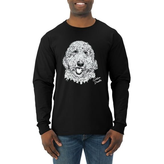 Wild Bobby, Golden Doodle Dog Lover Pet Owner Animal Lover Mens Long Sleeve Shirt, Black, Small