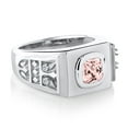 thumbnail image 3 of Gem Stone King 2.04 Ct Cushion Peach Nano Morganite White Topaz 925 Sterling Silver Men's Ring (Size 12), 3 of 4