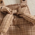 thumbnail image 6 of YDFCWXW Newborn Infant Girls Clothes Set Ruffle Top Plaid Overall Dress with Bow Headband 0-18M (Khaki, 9-12 Months), 6 of 9
