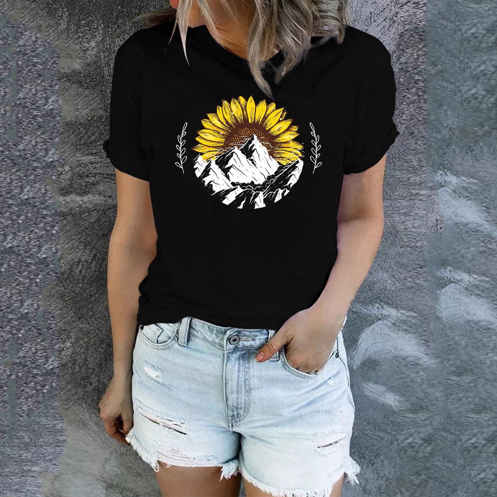 Jan STORE Womens Cute Summer T-Shirt Dandelion Funny Short Sleeve O Neck Sunflower Graphic Tees Tops Tshirts