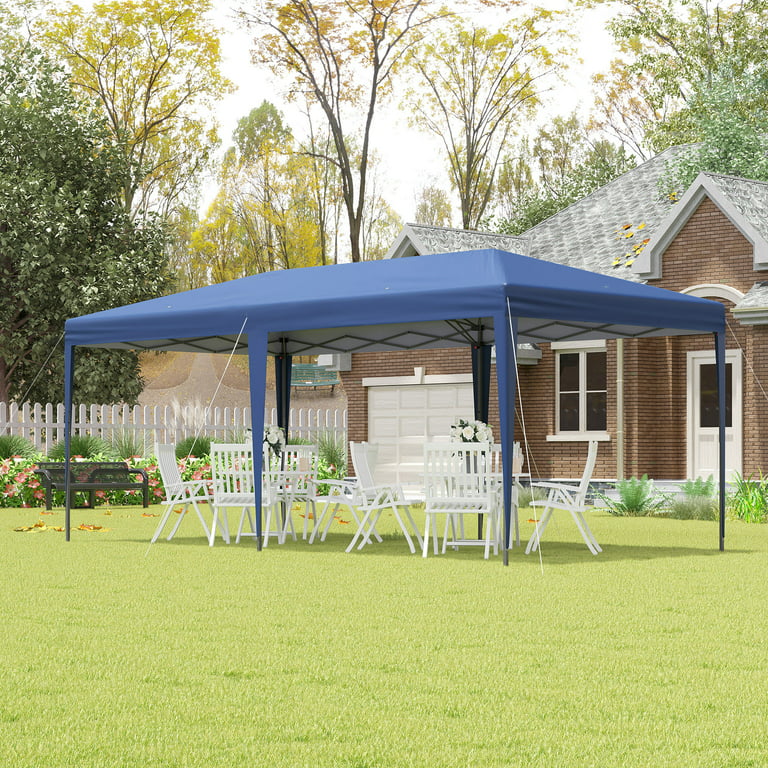 Outsunny 10' x 19' Pop Up Canopy with Easy Up Steel Frame, 3-Level Adjustable Height and Carrying Bag, Sun Shad, Party Tent for Patio, Backyard
