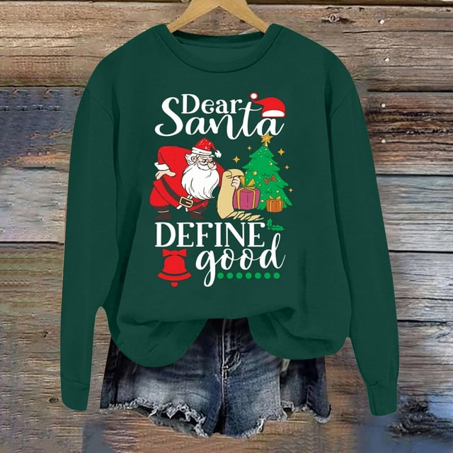 WILLBEST hoodie Sweat-Shirt d'Hiver pour Femmes Mode Festive Imprimé de Noël Col Rond Haut Cassé Planète hoodie