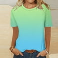 thumbnail image 5 of Cotton tops for Women Gradient Printing Women's T-Shirts Crew Neck Activewear Short Sleeve Breathable Summer Tops Loose Thin Ladies Blouses Tees Tunic Casual Plus Size Clothing, 5 of 5