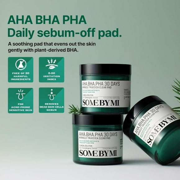 Some By Mi AHA BHA PHA Miracle Clear Pads - 70 Exfoliating Face Pads (125ml/4.22oz)