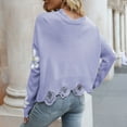 thumbnail image 5 of Purple Womens Sweatshirt Women's Ripped Long Sleeved Loose Knit Sweater with Small Flower V Neck Pullover Fall Clothes for Women, 5 of 5