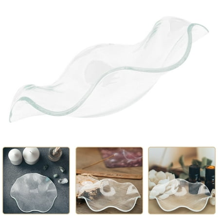 Amosfun Wavy Transparent Glass Dish for Aromatherapy Wax Melt Warmer