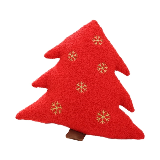 Cojín decorativo para el día de Navidad, diseño de árbol de Navidad, para sala de estar, sofá, cama, funda de almohada roja