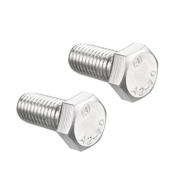 Unique Bargains Hex Screw Bolt, Metric M12x25mm 304 Stainless Steel 4.8 Grade Fully Threaded Hexagonal Screw Bolts 2 PCS
