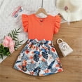 thumbnail image 2 of Gerichy Toddler Girl Clothes Outfits Tropical Print Ruffle Trim Top+Belted Floral Shorts Summer Set, 2 of 6