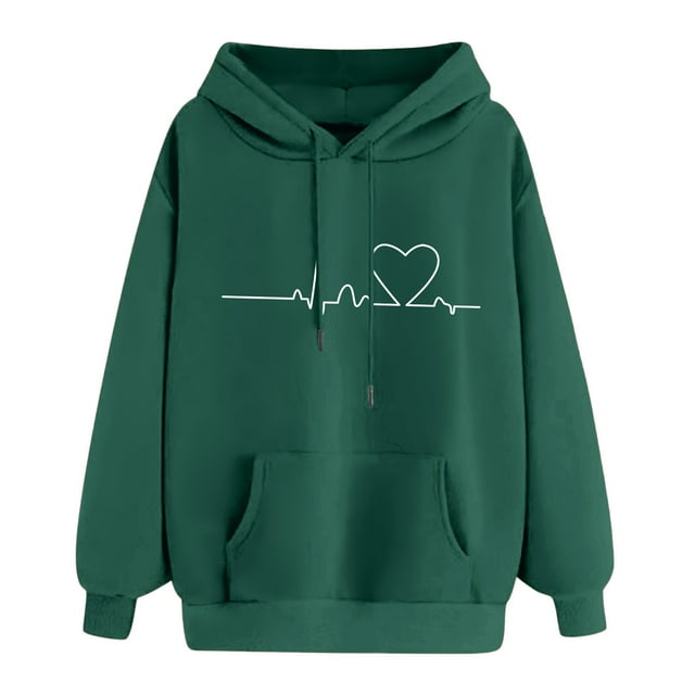 Women Fashion Graphic Drawstring Hoodie Long Sleeve Pullover Hoodie Top