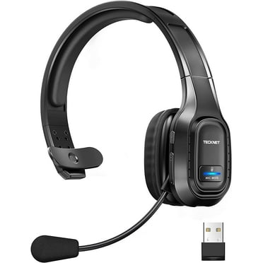 TECKNET Trucker Bluetooth Headphones with Microphone Noise Canceling Wireless On Ear Headset, Hands Free Wireless Headset for Cell Phone Computer Office Home Call Center Skype (Black)