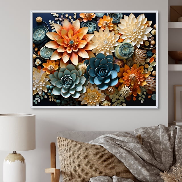 Designart Succulent framed wall Art, Colorful Succulents Flowers peaceful Succulents , Succulent framed wall art decor, Multi-Color Traditional White Framed Wall Art, White Color Frame
