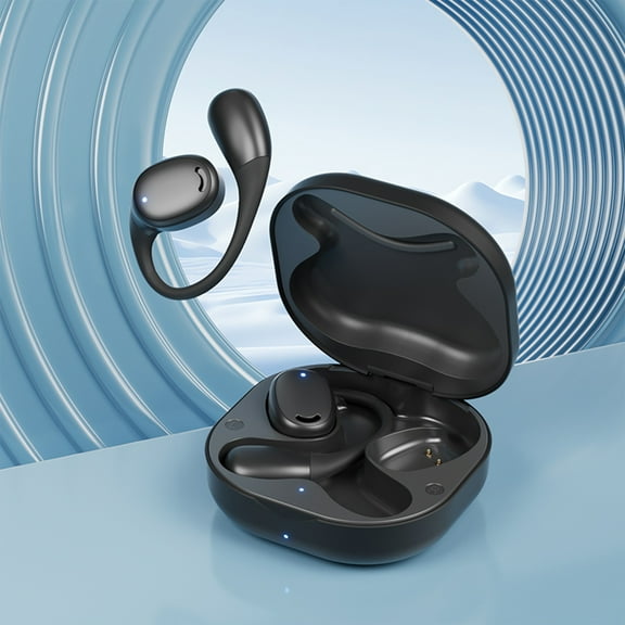 Earphone wireless, Hwkond Wireless Earbuds Bluetooth 5.3 Ear Hanging Type Light-Weight Headphones Built-in Microphone IPX4 Immersive Premium Sound Headset With Charging Case, Black, Up To 60% Off