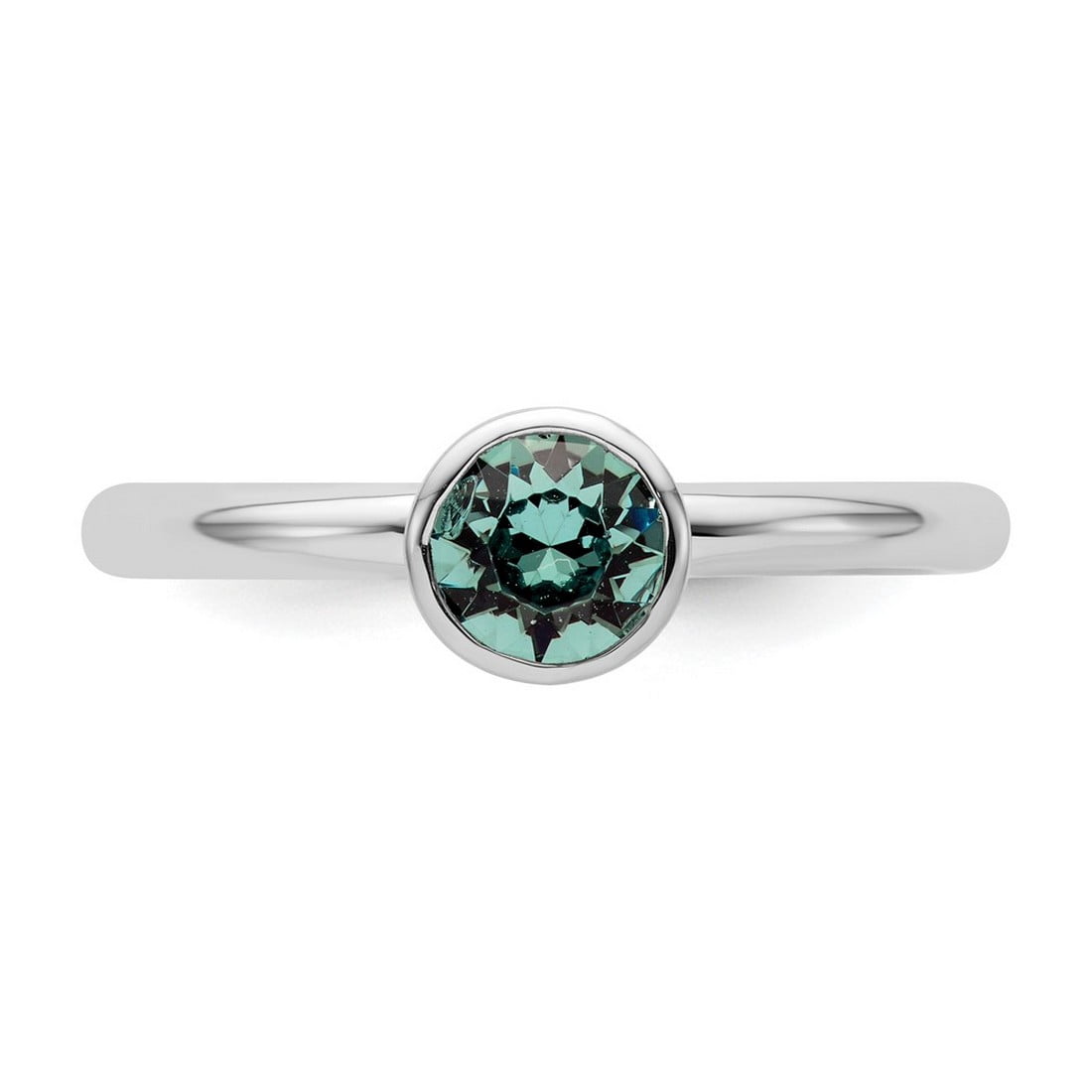 925 Sterling Silver Bezel Polished Stackable High 5mm December Crystal Ring Size 5 Stackable Ring for Women