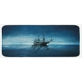 thumbnail image 1 of Pirate Ship Kitchen Mat, Vessel on Dark Night Sea Starry Night Sky Water Reflection, Plush Decorative Kitchen Mat with Non Slip Backing, 47" X 19", Pale Blue Dark Blue, by Ambesonne, 1 of 1