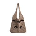thumbnail image 1 of Lindo bolso de mano de ganchillo con lazo bolso de hombro de verano bolso de playa grande para mujer (caqui), 1 of 9