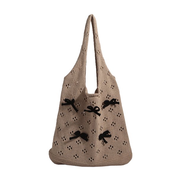 Para Compras Bolso Hombro Mano Ganchillo Lindo Lazo Hueco Mujeres Y Niñas