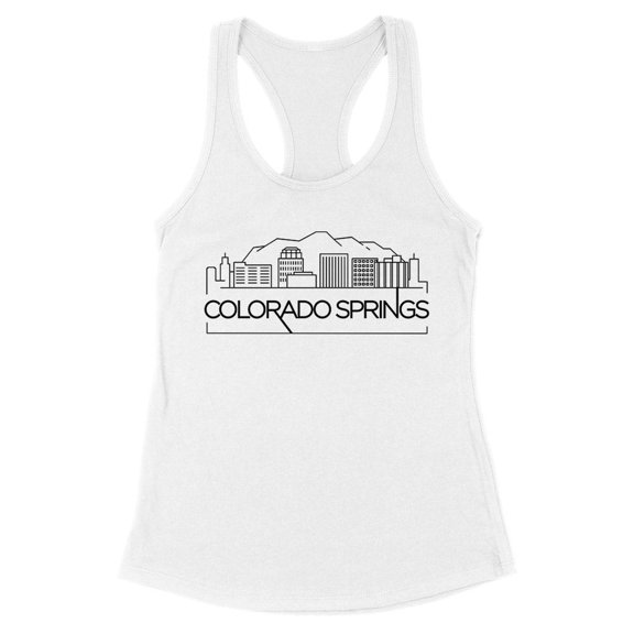 Skyline Colorado Springs Tank Top Fitted Racerback Women's Large White