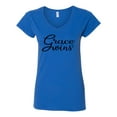 thumbnail image 2 of Wild Bobby Grace Wins Script Inspirational/Christian Women Standard V-Neck Tee, Royal, X-Large, 2 of 5