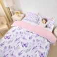 thumbnail image 2 of Erosebridal Kawaii Purple Butterflies Queen Duvet Cover Set,Rustic Lavender Blossom Bedding For Girl 3 Pieces,No Comforter,Reversible, 2 of 6