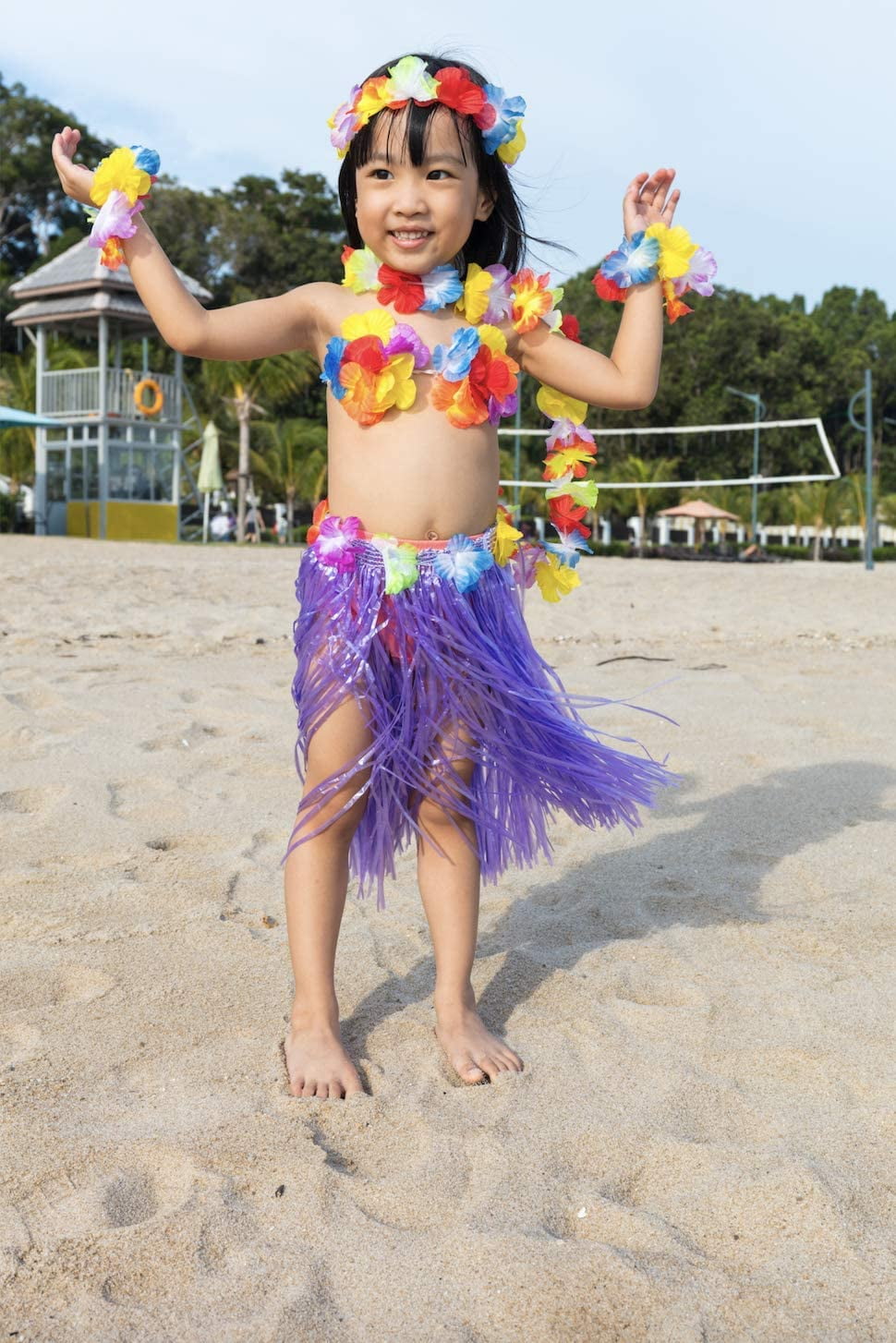 Hawaïen Costume-Filles Robe dos nu 4-6; 8-10; 12-14; Tropical-Lei-Luau Fête-LOT-2 