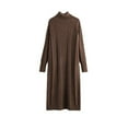 thumbnail image 3 of Meichang Turtleneck Cable Knit Sweater Dress for Women Chunky Long Sleeve Loose Fit Knee Length Pullover Sweater Dress Fall Winter Casual Knit Dresses, 3 of 10