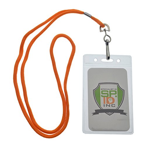 25 Pack Vertical ID Name Badge Holders with Lanyards (Business Card