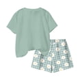 thumbnail image 7 of Babcutegg Girls Summer Printed Two-Piece Outfit – Short Sleeve Round Neck Top with Elastic Waist Shorts for Casual and Playful Everyday Wear Green Size 3-4, 7 of 7