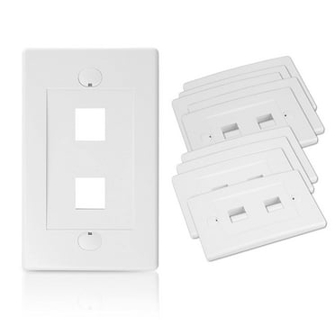 [UL Listed] Cable Matters 10-Pack 2 Port Keystone Wall Plate (Cat6 / Cat5e Ethernet Wall Plate) in White