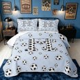 thumbnail image 2 of meiyoeat Honeycomb Letter Bed Spread Queen for Boys, Kawaii Football Print Queen Coverlet Set, 3 Pieces, 1 Comforter and 2 Pillowcases, 2 of 7