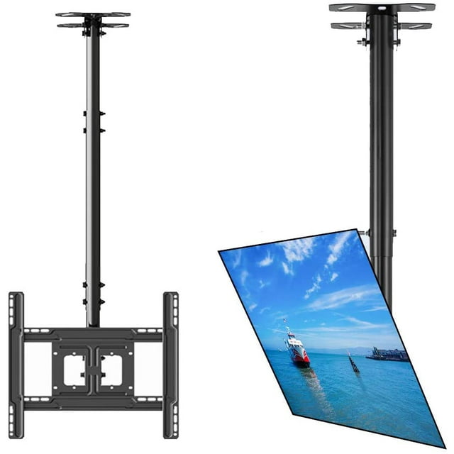 TV Ceiling Mount Adjustable Bracket,TV Wall Mount Bracket Fits 32-65 Inch LCD LED 4K TVs, Flat Screen Display, Adjustable Height Telescoping Tilt and Swivel, up to 150Lbs, VESA 800x300mm, Black