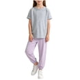 thumbnail image 2 of HAOTAGS Girls Outfit Sets, Summer Short Sleeve Top and Elastic Waist Mosquito Repellent Pants Set Dark Gray Size 11, 2 of 3