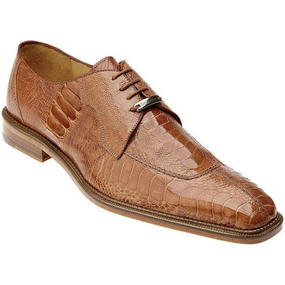 Mens Belvedere New Exotic Siena Genuine Ostrich Leather Burned Amber Brown 1463