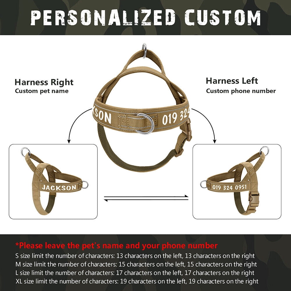 Pet Artist No Pull Dog Harness for Medium Large Dogs Reflective Personalized Name ID Strap Vest Front Leading