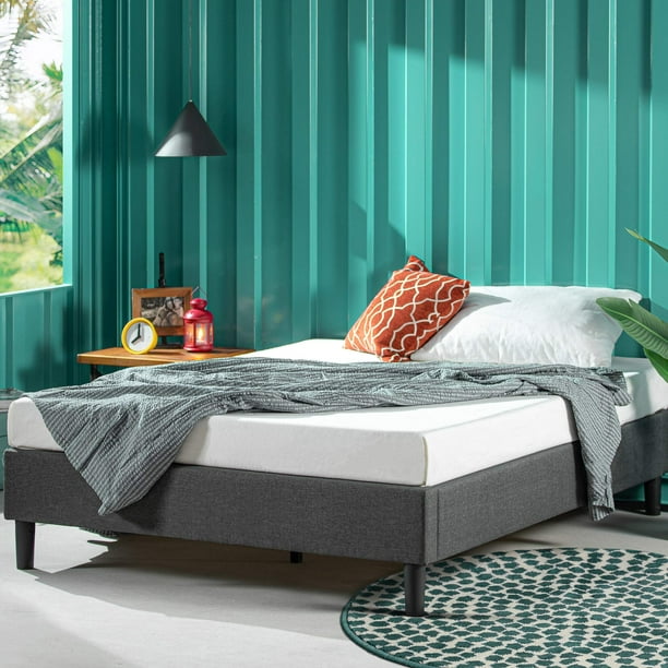Zinus Curtis Upholstered Platform Bed, Can You Put A Regular Mattress On Platform Bed Frame