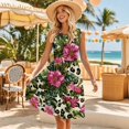 thumbnail image 3 of Garronmavis Leopard Couples Matching Outfits Mens Lightweight Button Down Shirts Size 7XL and Womens Summer Dresses Loose Sleeveless Flower Polyester Crewneck Sundress, 3 of 7