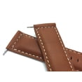 thumbnail image 2 of Extra Long (XL), 20mm Leather Watch Band Strap, Mat, White Stitching, Stainless Steel Buckle, 2 of 7