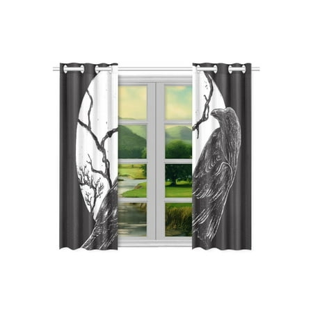 Yusdecor Bird Raven Window Curtains Kitchen Curtain Room Bedroom